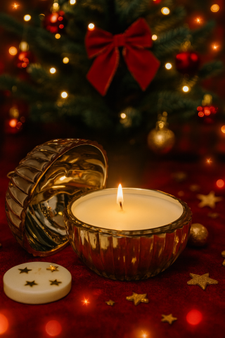 Set lumanari parfumate soia handmade de Craciun in glob de sticla cu arome de Mar si Scortisoara, Brad de Craciun sau Lemn in Soba (Iarna pe Ulita), Cadou de Craciun - Noir Felin [6]
