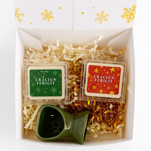 Craciun - Cadou Secret Santa - Set Lumânări Crăciun din Ceară de Soia 2×50g (Arome Crăciun)