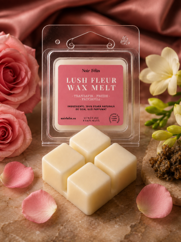 Toate Produsele - Wax Melt soia Lush Fleur - Trandafir, Frezie, Pacthouli, ceara naturala, handmade