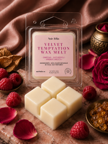 Ediții Limitate - Wax Melt soia Velvet Temptation - Zmeura, Patchouli, Ambra Uscata, ceara naturala, handmade