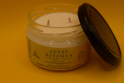 Lumanare parfumata soia Zesty Kitchen - Lime Sicilian, Busuioc, Mandarine, ceara naturala, handmade [3]
