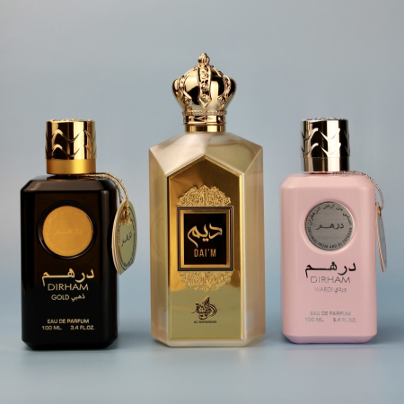 Seturi Parfumuri - Pachet 3 parfumuri arabesti Dirham Gold Daim Dirham Wardi