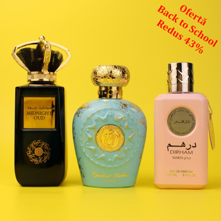 Seturi Parfumuri - Pachet 3 parfumuri arabesti Back to School Midnight Oud Opulent Dubai Dirham Wardi