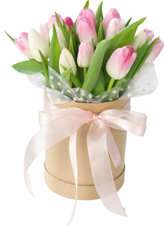 Aranjamente de primăvară - Aranjament Lalele Cutie Catifea