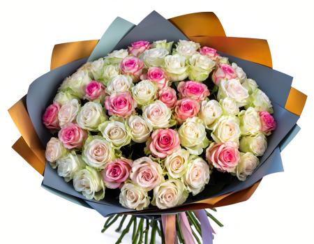 Mix - Buchet 49 trandafiri alb roz