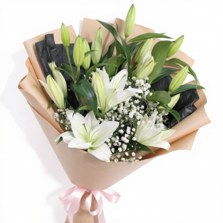 Imperial - Buchet 5 crini imperiali gypsophila