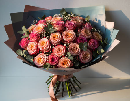 Buchete de 25 de trandafiri - Buchet de 25 trandafiri in 2 nuanțe de roz