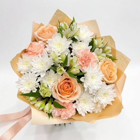 Mix - Buchet mix colorat trandafiri portocalii