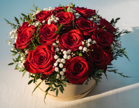 Aranjamente - Aranjament cutie catifea 15 trandafiri