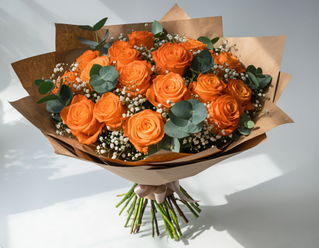 Buchete de 25 de trandafiri - Buchet de 25 trandafiri portocalii