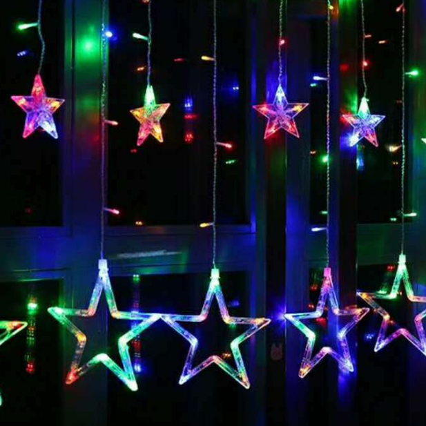 Instalatie Craciun, perdea, stele multicolor 3 m [3]