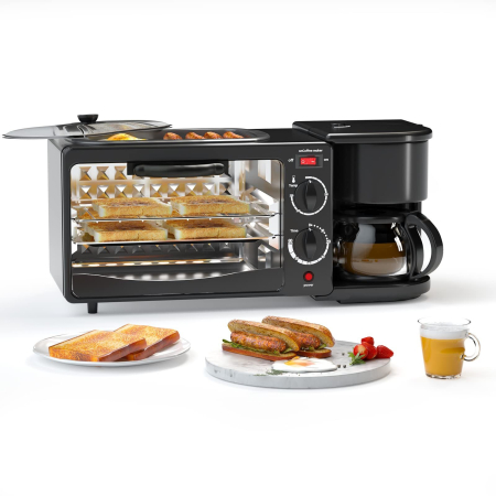 Aparat Mic Dejun 3-in-1 Electric - Cafetiera, Prajitor Paine si Gratar Antiaderent [1]