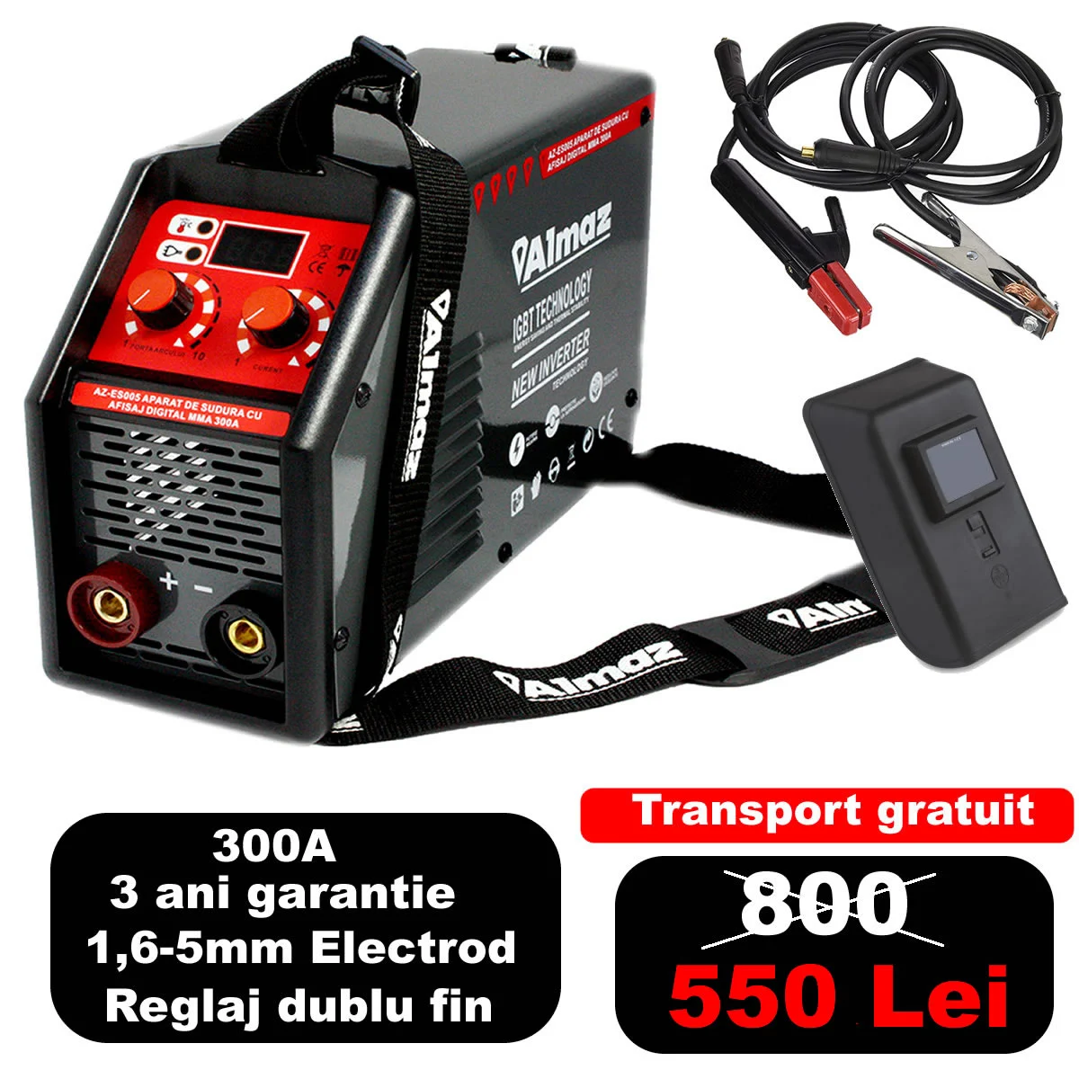 Invertoare sudura - Aparat Sudura ALMAZ MMA 300A ( AZ-ES005 ) cu reglaj dublu