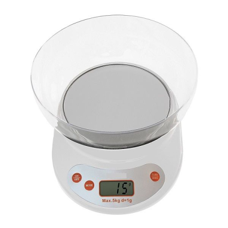Teleshop - Cantar pentru bucatarie, bol inclus, greutate maxima 5 Kg, display LCD, inchidere automata