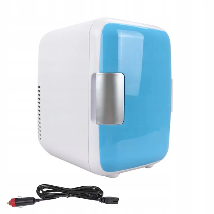 Accesorii auto - Frigider auto portabil 2 în 1, 12V, 4L, cu funcție de răcire și încălzire, ușor și compact – Alb/Albastru, ideal pentru mașină și camping