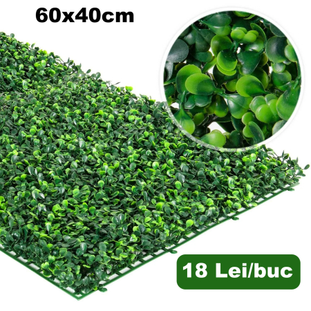 Decoratiuni - Panou Buxus artificial verde inchis 40x60 cm
