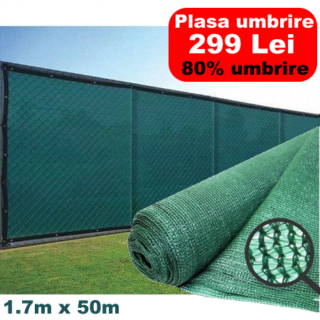 Plase umbrire - Plasa de umbrire Micul Fermier HDPE 1.7x50m 80g/mp 80% G01