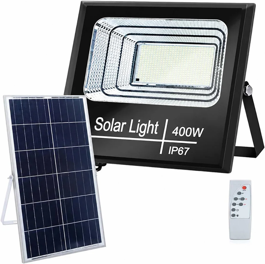 Iluminat - Proiector Led 400W cu panou solar, telecomanda