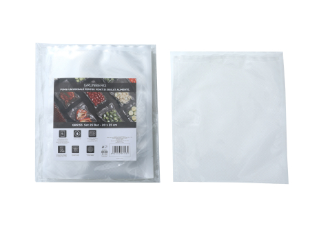 Aparat de vidat - Pungi pentru vidat alimente, gofrate, 25 buc., 20 x 25 cm, Grunberg GR6153