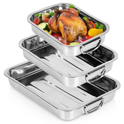 Seturi oale - Set 3 buc tava pentru cuptor, din inox, Grunberg ILP2505