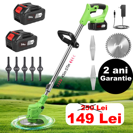 Motocoase - Trimmer electric cu 2x acumulator 24v, 8 accesorii