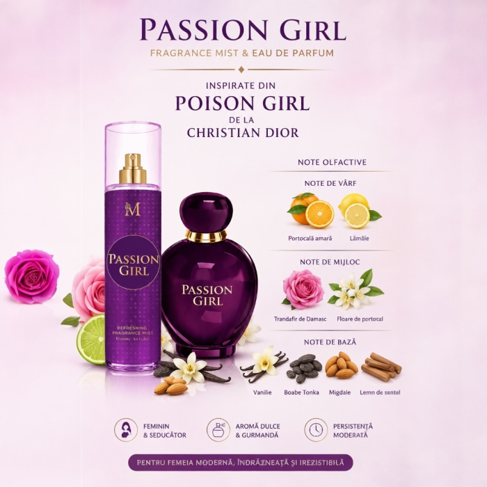 Passion Girl Fragrance Mist & Eau de Parfum pentru Femei 100 ml – Inspirat din Poison Girl de la Dior  Montage Brands [4]