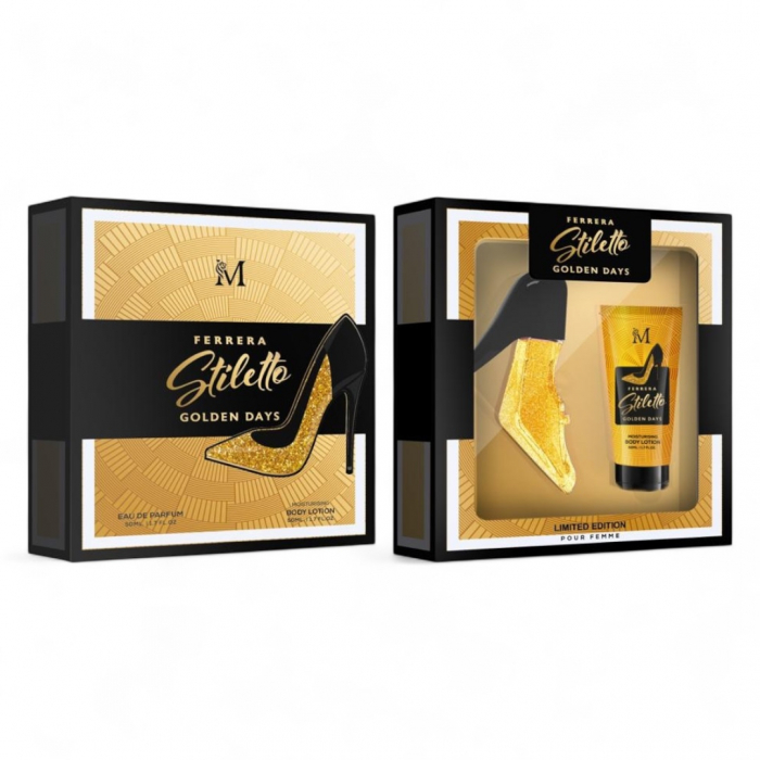 Caseta cadou parfum +crema pentru femei,Ferrera Stiletto Golden Days [1]