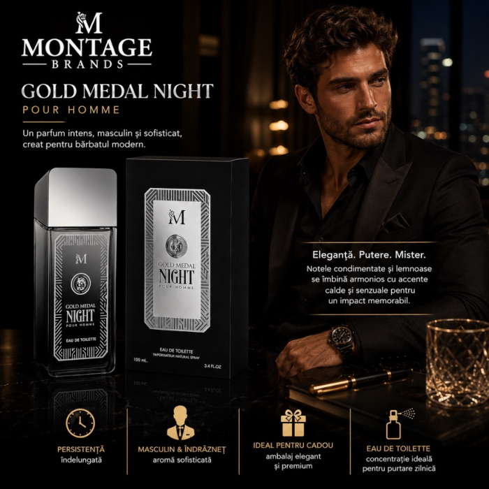 Gold Medal Night – Inspirat din One Million Black by Paco Rabanne | 100 ml | Pentru bărbați – Montage Brands [3]