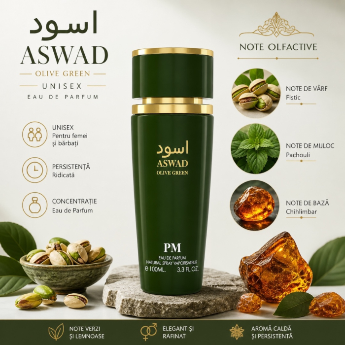 Parfum Aswad Olive Green Perfume Mania – Apă de Parfum 100 ml Unisex, elegant & rafinat [2]
