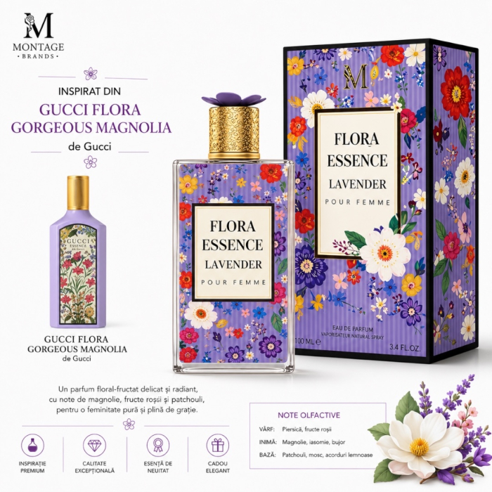 Parfum Femei Flora Essence Lavender 100 ml – Floral Fresh Seducător | Inspirat din Gucci Flora Gorgeous Magnolia [2]