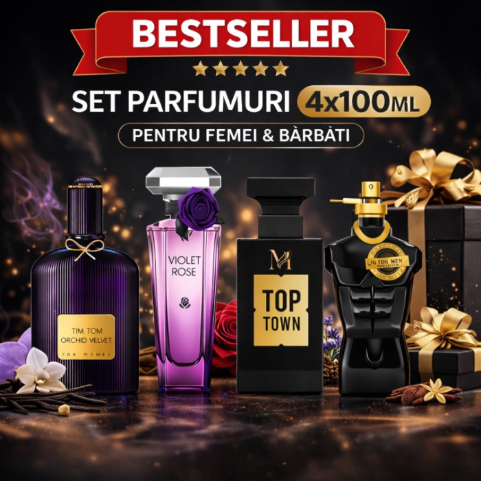 Set 4 Parfumuri Elegante – Velvet Orchid, Violet Rose, Top Town, G for Men Intense – 100 ml [5]