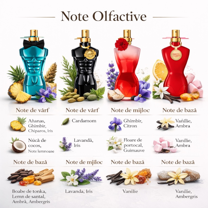 Set 4 Parfumuri Inspirate din Jean Paul Gaultier – Le Beau, Le Male Le Parfum, Classique Pin Up, Classique Cabaret – 100 ml Bărbați și Femei [3]