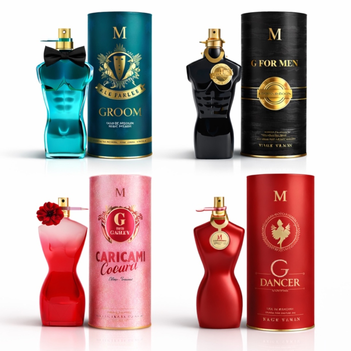 Set 4 Parfumuri Inspirate din Jean Paul Gaultier – Le Beau, Le Male Le Parfum, Classique Pin Up, Classique Cabaret – 100 ml Bărbați și Femei [2]