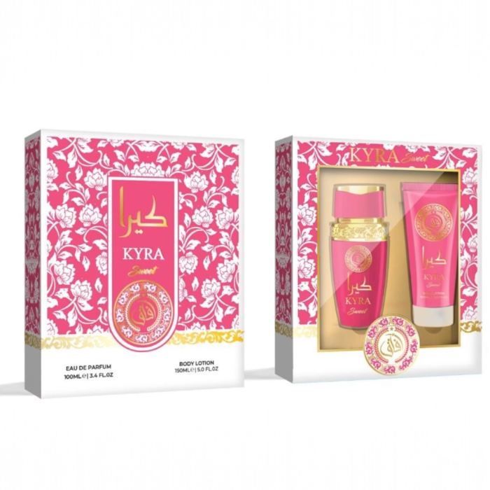 Set Cadou Parfum Femei AFAQ KYRA Sweet Eau de Parfum 100ml + Body Lotion 150ml – Parfum Dulce Candy Vanilat [2]