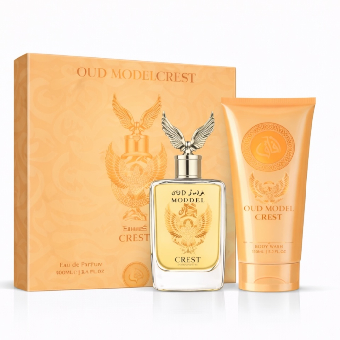 Set Oud Model Crest – Apă de Parfum 100ml + Gel de duș 150ml | Aromă Orientală Lemnoasă [2]