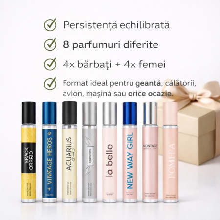 Set 8 Parfumuri Travel 35 ml – Colecție Femei & Bărbați (4+4) | Inspirate din Branduri Celebre | Ideal pentru Voiaj, Vacanțe și Geantă – Montage Brands [1]