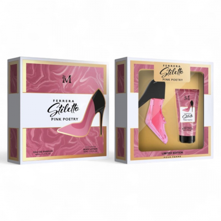 Seturi Cadou - Caseta cadou parfum + crema pentru femei,Ferrera Stiletto Pink Poetry