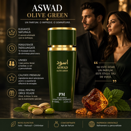 Parfum Aswad Olive Green Perfume Mania – Apă de Parfum 100 ml Unisex, elegant & rafinat [2]