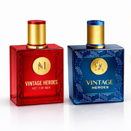 Seturi si Pachete - Set Parfumuri Bărbați 2x100 ml – Inspirate din Versace Eros Flame & Versace Eros | Apă de Parfum Persistente | Ideale Cadou | Vintage Heroes Montage Brands