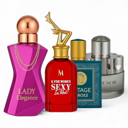 Seturi si Pachete - Set 4 Parfumuri ( 2 x Dama + 2 x Barbati ) - Lady Elegance + Sexy in Red + Vintage Heroes + Azure Noir