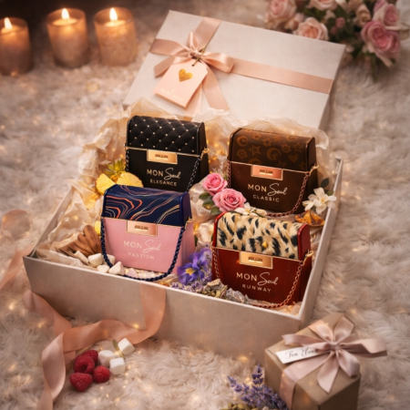 Set 4 parfumuri femei 100 ml – Mon Seul Elegance, Classic, Passion, Runway – inspirate din Coco Noir, Les Sables Roses, Spell On You și Baccarat Rouge 540 [1]