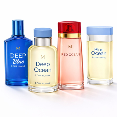 Seturi si Pachete - Set 4 parfumuri femei și bărbați inspirate din parfumuri Dolce & Gabbana – Cool Water, Light Blue și D&G Pour Femme – Deep Blue, Deep Ocean, Red Ocean, Blue Ocean – 4 x 100 ml