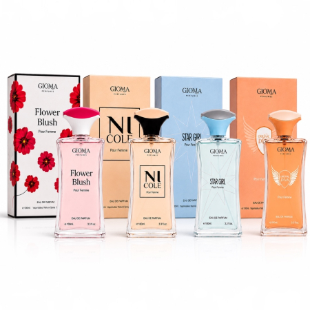Seturi si Pachete - Set 4 Parfumuri Gioma Femei 100 ml – Inspirat din Kenzo Flower, Chloé, Angel, Olympea