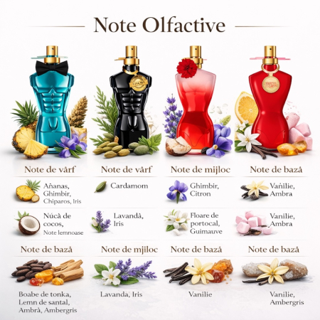 Set 4 Parfumuri Inspirate din Jean Paul Gaultier – Le Beau, Le Male Le Parfum, Classique Pin Up, Classique Cabaret – 100 ml Bărbați și Femei [2]