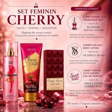 Ofertele Lunii - Set Cadou Femei Cherry – G For Women Sexy, Cherry Delight & Candy Amour | Montage Brands