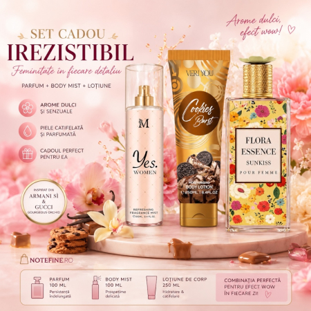 Ofertele Lunii - Set Cadou Femei Dulce Seducător – Parfum 100 ml + Body Mist + Lotiune | Inspirat din Armani & Gucci