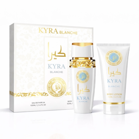 Seturi si Pachete - Set Cadou Parfum Femei AFAQ KYRA Blanche Eau de Parfum 100ml + Body Lotion 150ml – Parfum Dulce Floral Cremos