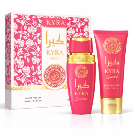 Parfumuri Dulci - Set Cadou Parfum Femei AFAQ KYRA Sweet Eau de Parfum 100ml + Body Lotion 150ml – Parfum Dulce Candy Vanilat