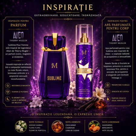 Set Cadou Sublime Pour Femme – Parfum Eau de Parfum 100 ml + Body Mist 100 ml | Inspirat din Alien Thierry Mugler | Montage Brands [1]