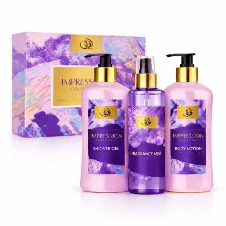 Creme si Lotiuni corp - Set Cadou Femei cu Parfum și Loțiune de Corp – Impression Collection | Shower Gel 250 ml, Fragrance Mist 225 ml, Body Lotion 250 ml